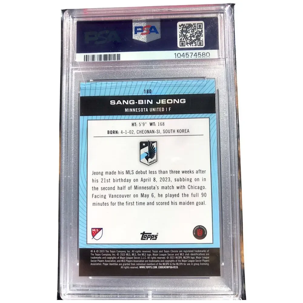 2023 Topps Chrome MLS Red Refractor #180 Sang-bin Jeong MNUFC /5 PSA 9 Mint Pop1